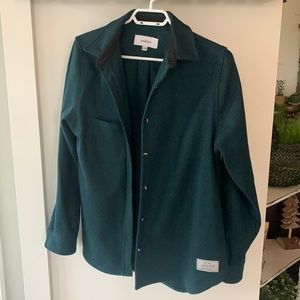 COPY - ANIAN women’s L Modern Melton Wool Shirt. Amazing “mineral” dark teal co…